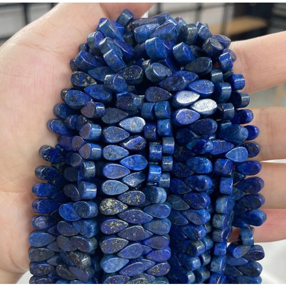 No_11_Enhanced Lapis Lazuli Flat Center Drilled (short) Teardrop Bead_5*9mm_(Sold Per Strand)