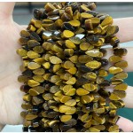No_12_Natural Yellow Tiger Eye Stone Flat Center Drilled (short) Teardrop Bead_5*9mm_(Sold Per Strand)