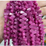 No_18_Enhanced Purplish Red Chalcedony Flat Center Drilled (short) Teardrop Bead_5*9mm_(Sold Per Strand)