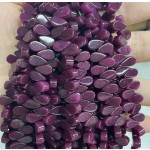 No_19_Enhanced Deep Purple Chalcedony Flat Center Drilled (short) Teardrop Bead_5*9mm_(Sold Per Strand)