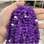 No_20_Enhanced Purple Chalcedony Flat Center Drilled (short) Teardrop Bead_5*9mm_(Sold Per Strand)