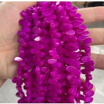 No_21_Enhanced Rose Red Chalcedony Flat Center Drilled (short) Teardrop Bead_5*9mm_(Sold Per Strand)