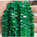 No_22_Enhanced Green Chalcedony Flat Center Drilled (short) Teardrop Bead_5*9mm_(Sold Per Strand)
