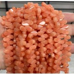 No_24_Enhanced Orange Red Chalcedony Flat Center Drilled (short) Teardrop Bead_5*9mm_(Sold Per Strand)