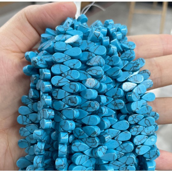 No_25_Synthetic Blue Turquoise Flat Center Drilled (short) Teardrop Bead_5*9mm_(Sold Per Strand)