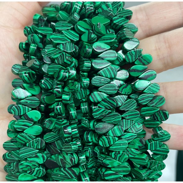 No_29_Synthetic Malachite Flat Center Drilled (short) Teardrop Bead_5*9mm_(Sold Per Strand)
