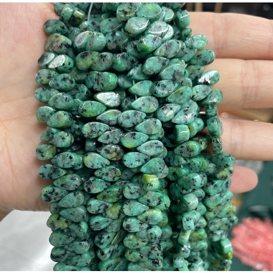 No_35_Enhanced African Turquoise Flat Center Drilled (short) Teardrop Bead_5*9mm_(Sold Per Strand)