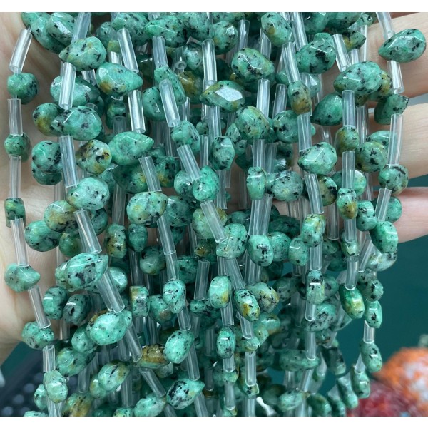 No_38_Enhanced African Turquoise Faceted Center Drilled (short) Flat Teardrop Bead_6*9mm _(Sold Per Strand)