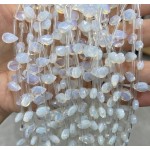 No_39_Synthetic Opal Faceted Center Drilled (short) Flat Teardrop Bead_6*9mm _(Sold Per Strand)