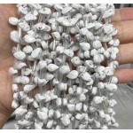 No_44_Natural White Turquoise Faceted Center Drilled (short) Flat Teardrop Bead_6*9mm _(Sold Per Strand)