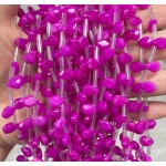 No_59_Enhanced Rose Red Chalcedony Faceted Center Drilled (short) Flat Teardrop Bead_6*9mm _(Sold Per Strand)