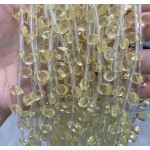 No_67_Light Yellow Glass Faceted Center Drilled (short) Flat Teardrop Bead_6*9mm _(Sold Per Strand)