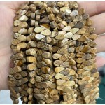No_6_Natural Picture Jasper Flat Center Drilled (short) Teardrop Bead_5*9mm_(Sold Per Strand)