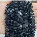 No_7_Natural Black Agate Flat Center Drilled (short) Teardrop Bead_5*9mm_(Sold Per Strand)