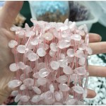 No_81_Natural Rose Quartzfaceted Center Drilled (short) Flat Teardrop Bead_8*12mm _(Sold Per Strand)