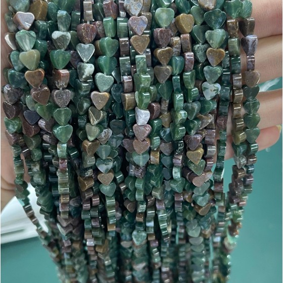 No_1007_Natural Indian Agate Flat Heart_6mm_(Sold Per Strand)