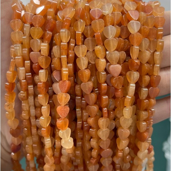 No_1016_Natural Red Aventurine Flat Heart_6mm_(Sold Per Strand)