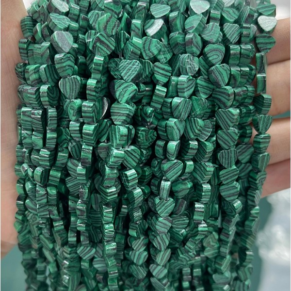 No_1017_Synthetic Malachite Flat Heart_6mm_(Sold Per Strand)