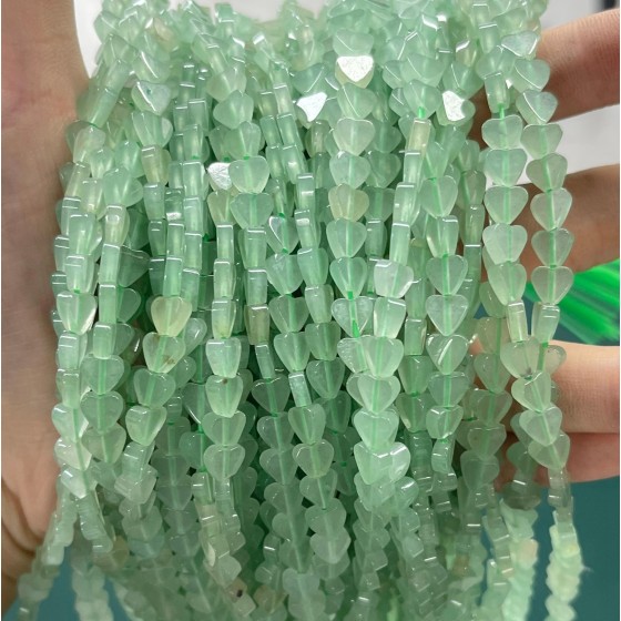 No_1023_Natural Green Aventurine Flat Heart_6mm_(Sold Per Strand)