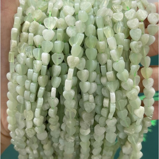 No_1025_Natural Serpentine Jade Flat Heart_6mm_(Sold Per Strand)