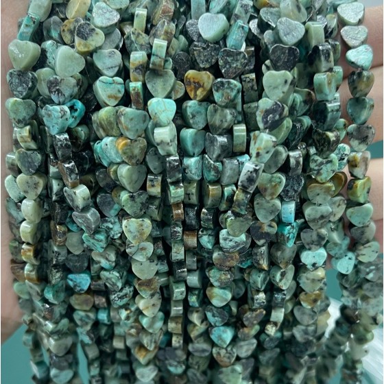 No_1026_Natural African Turquoise Flat Heart_6mm_(Sold Per Strand)