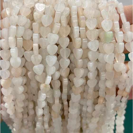 No_1029_Natural Ice (translucent Grade) Pink Aventurine Flat Heart_6mm_(Sold Per Strand)
