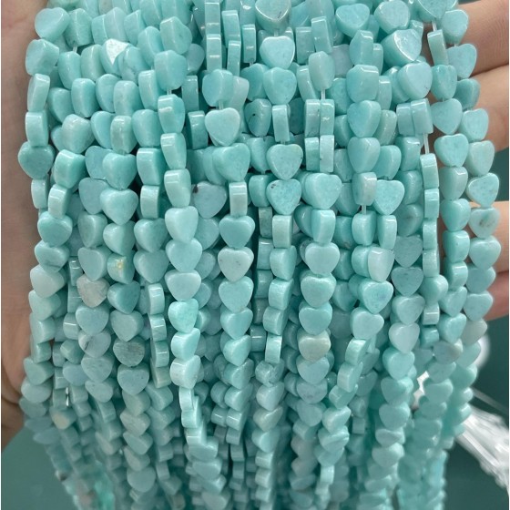 No_1031_Enhanced Light Green Chalcedony Flat Heart_6mm_(Sold Per Strand)