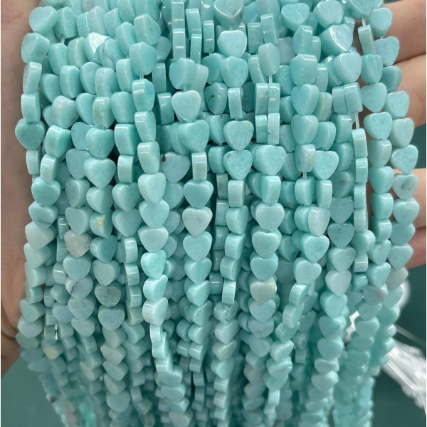 No_1031_Enhanced Light Green Chalcedony Flat Heart_6mm_(Sold Per Strand)