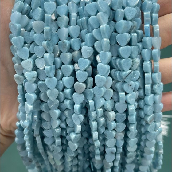 No_1033_Enhanced Light Blue Chalcedony Flat Heart_6mm_(Sold Per Strand)