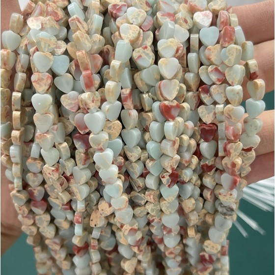 No_1036_Synthetic Shoushan Stone Flat Heart_6mm_(Sold Per Strand)