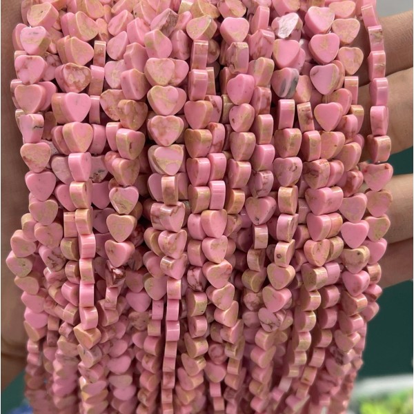No_1043_Synthetic Pink Imperial Jasper Flat Heart_6mm_(Sold Per Strand)