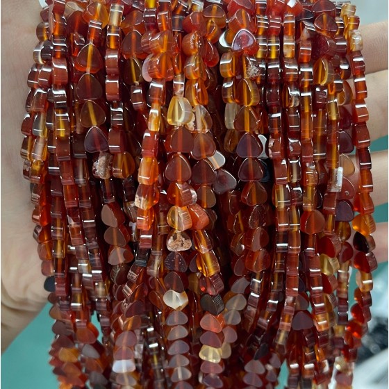 No_1050_Natural Red Agate Flat Heart_6mm_(Sold Per Strand)