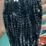 No_1051_Natural Black Agate Flat Heart_6mm_(Sold Per Strand)