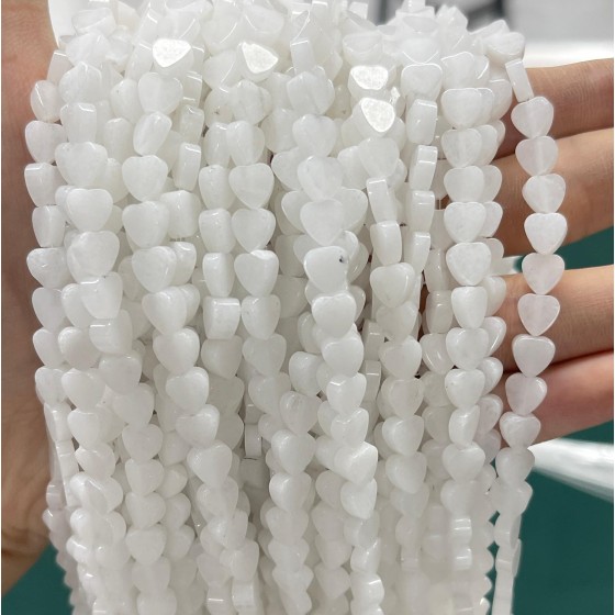 No_1052_Natural White Jade Flat Heart Shape_6mm_(Sold Per Strand)