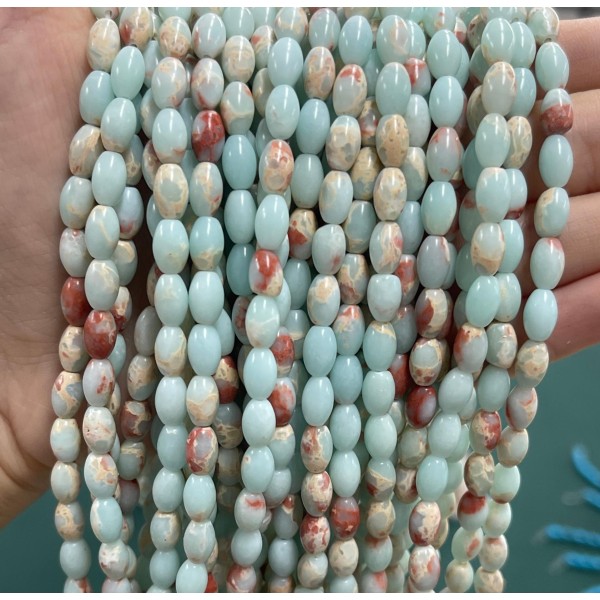 No_1061_Synthetic Shoushan Stone Rice Beads_5*8mm_(Sold Per Strand)
