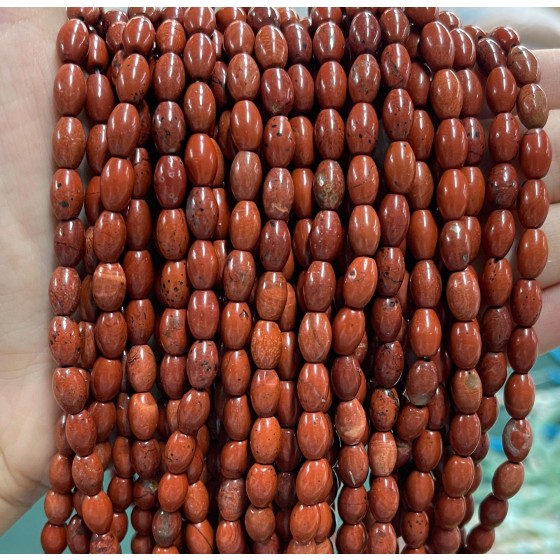 No_1062_Natural Red Jasper Rice Beads_5*8mm_(Sold Per Strand)