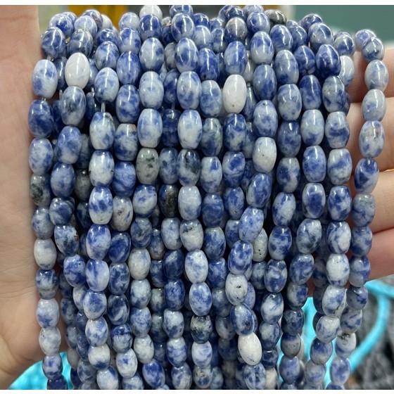 No_1066_Natural Blue Spot Jasper Rice Beads_5*8mm_(Sold Per Strand)
