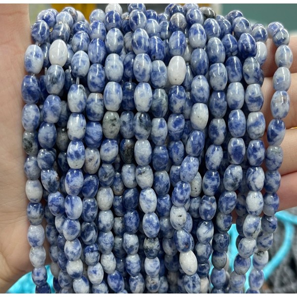 No_1066_Natural Blue Spot Jasper Rice Beads_5*8mm_(Sold Per Strand)