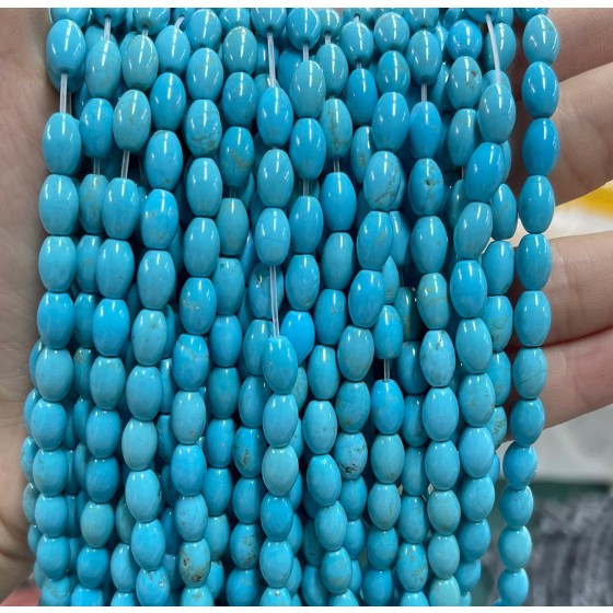 No_1068_Enhanced Blue Turquoise Rice Beads_5*8mm_(Sold Per Strand)