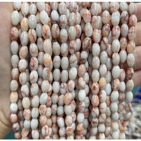 No_1073_Natural Red Network Jasper Rice Beads_5*8mm_(Sold Per Strand)