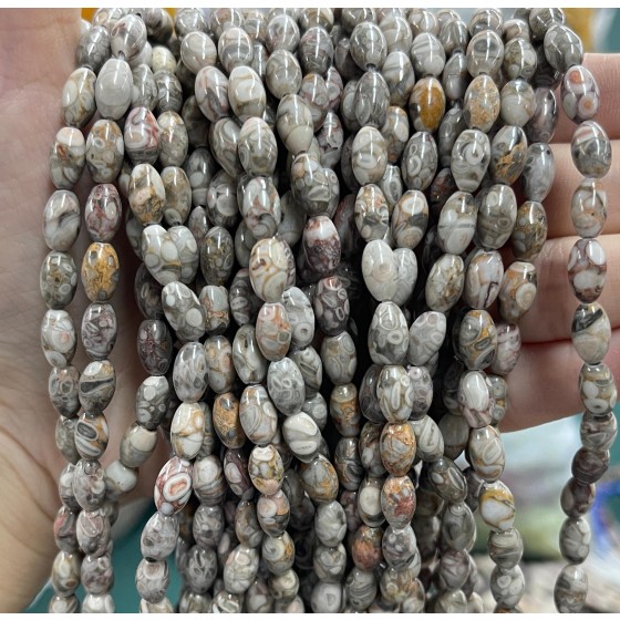 No_1074_Natural Maifan Stone Rice Beads_5*8mm_(Sold Per Strand)