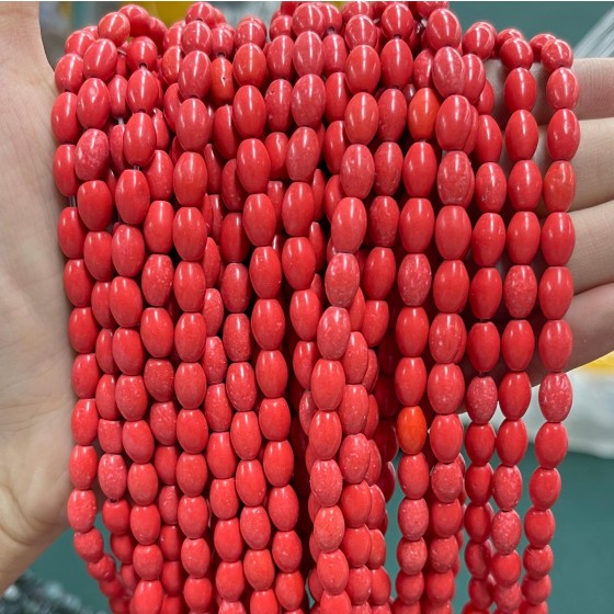 No_1083_Synthetic Red Jasper Rice Pearl_5*8mm_(Sold Per Strand)