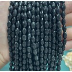 No_1089_Natural Black Agate Rice Pearl_5*8mm_(Sold Per Strand)