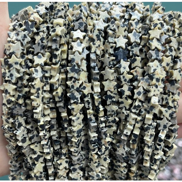 No_1098_Natural Dalmation Jasper Five Pointed Star_6mm_(Sold Per Strand)
