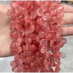 No_102_Synthetic Watermelon Red Crystal Center Drilled (short) Teardrop Bead_10*12mm _(Sold Per Strand)