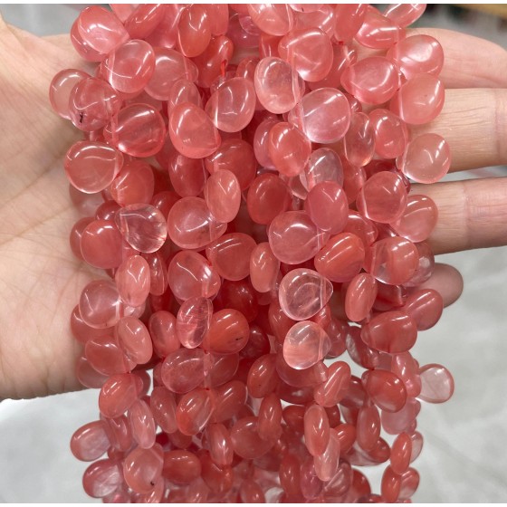 No_102_Synthetic Watermelon Red Crystal Center Drilled (short) Teardrop Bead_10*12mm _(Sold Per Strand)