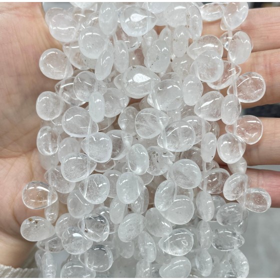No_103_Natural White Crystal Center Drilled (short) Teardrop Bead_10*12mm _(Sold Per Strand)