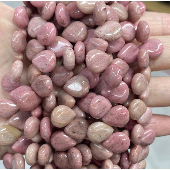 No_106_Natural Red Picture Jasper Center Drilled (short) Teardrop Bead_10*12mm _(Sold Per Strand)