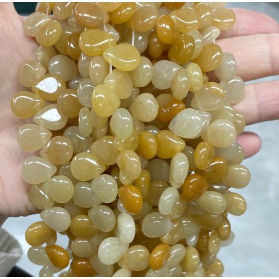 No_107_Yellow Jade Center Drilled (short) Teardrop Bead_10*12mm _(Sold Per Strand)