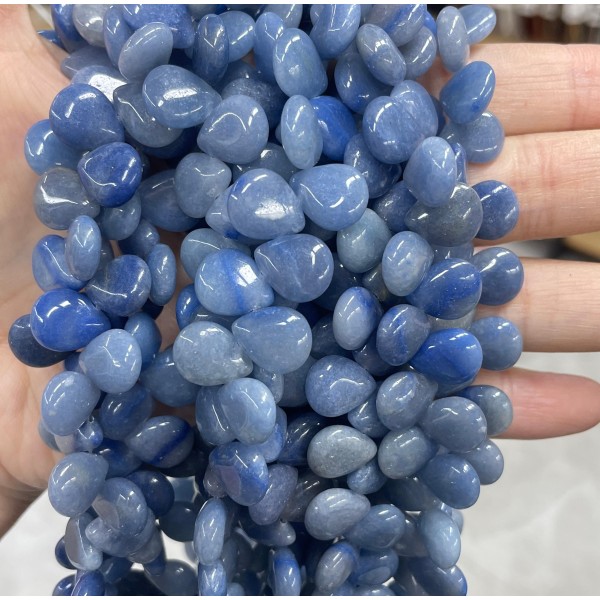 No_108_Natural Blue Aventurine Center Drilled (short) Teardrop Bead_10*12mm _(Sold Per Strand)